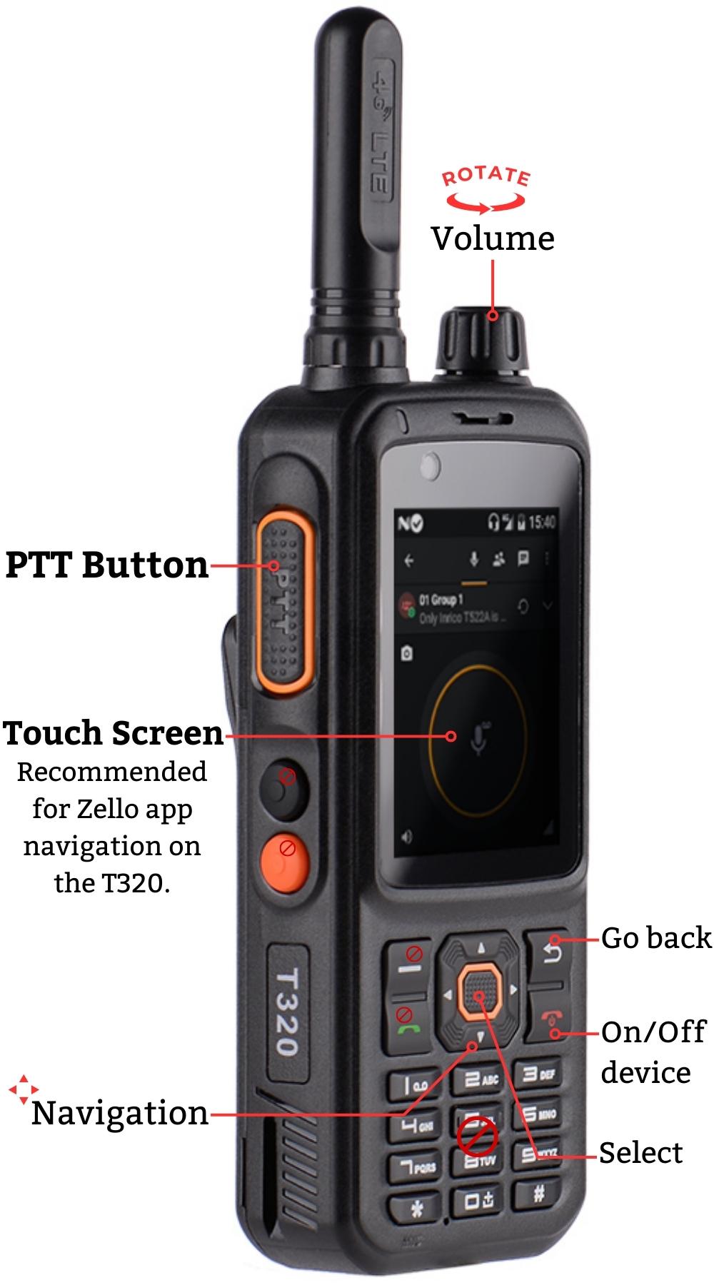 G-Camolech Radio bidirezionale Inrico T320 4G Internet